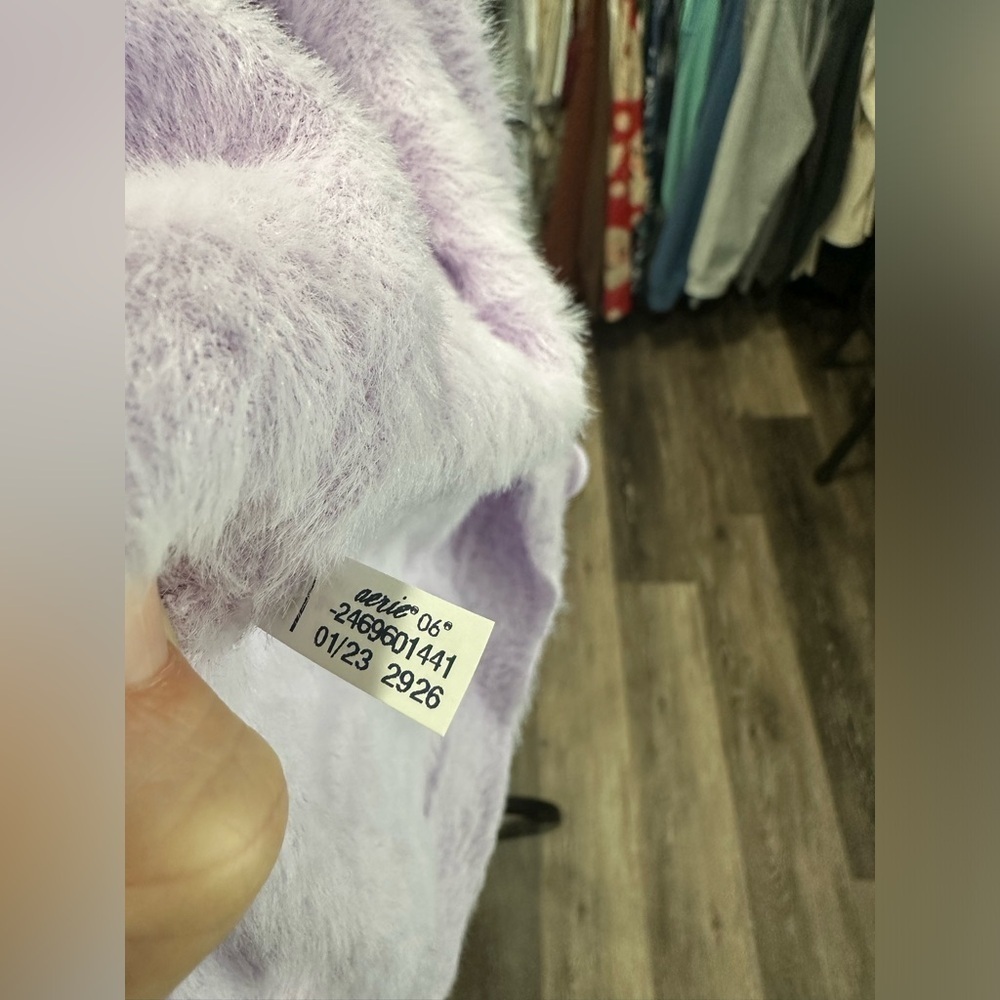 NWOT Aerie Women's Fuzzy Cropped Cardigan in Violet Size XS - Picture 7 of 7